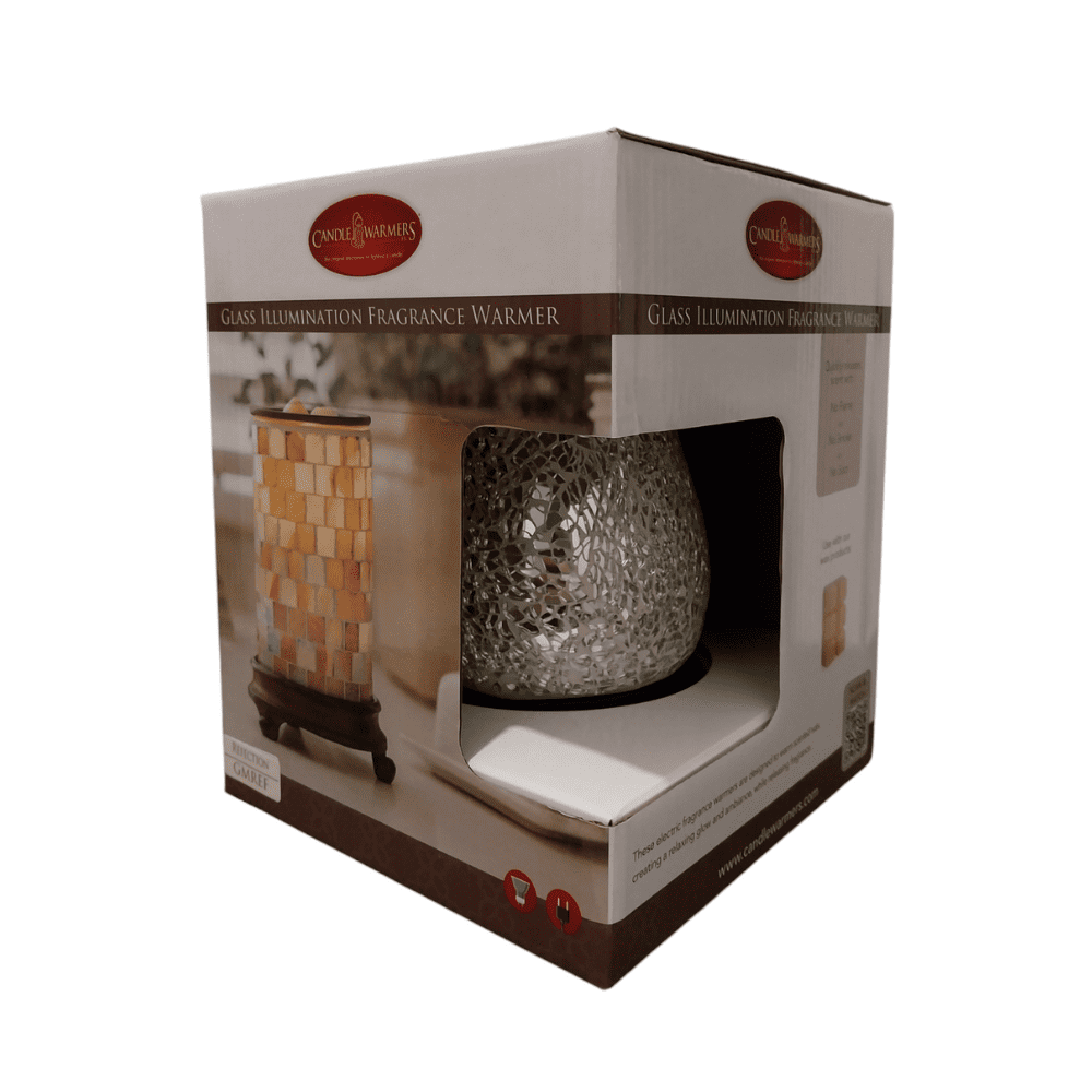 Lampe chauffe-cire parfumée électrique REFLECTION en verre argenté - CANDLE WARMERS® Déco et Senteur du Monde