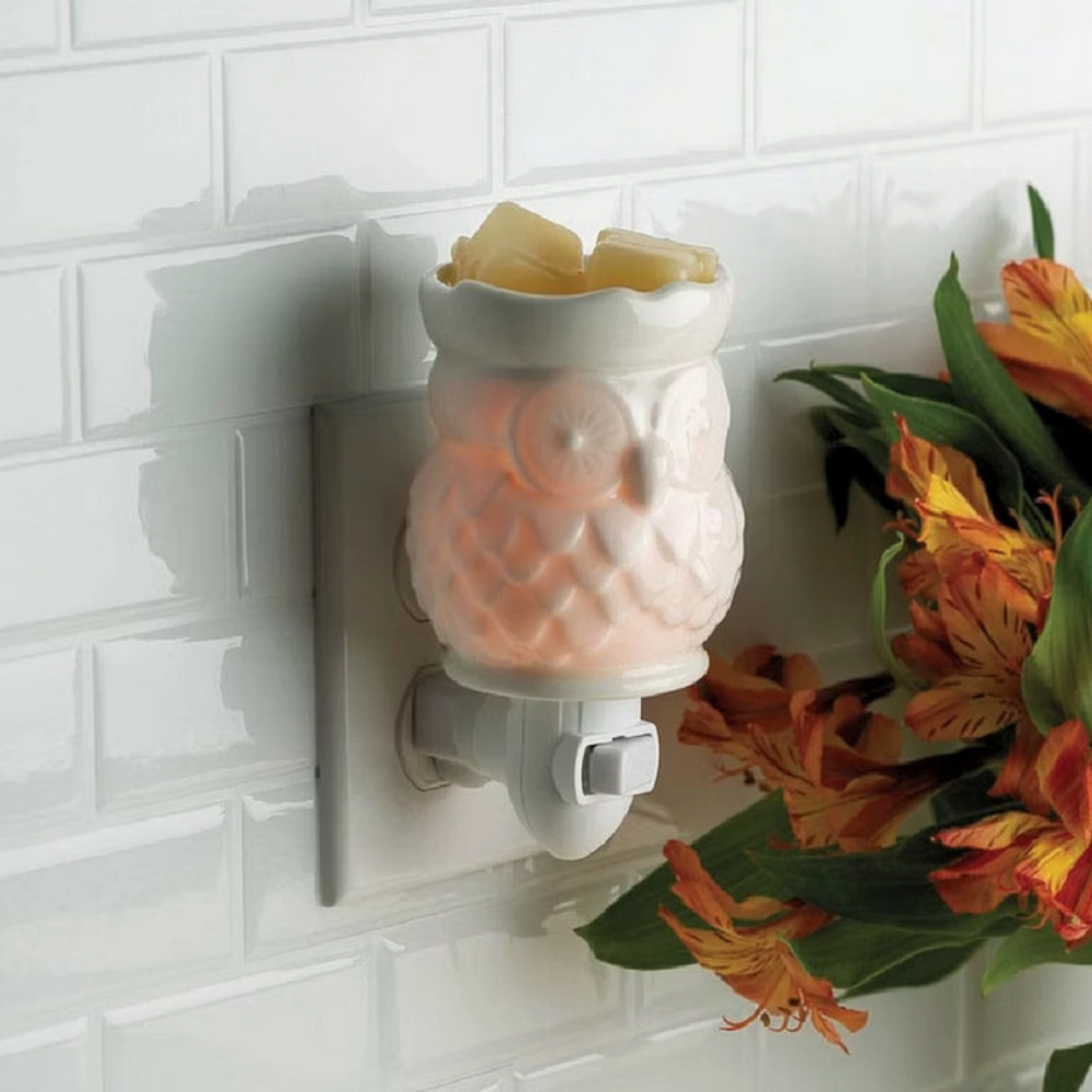 CANDLE WARMERS® - Lampe électrique OWL blanche pour cire de soja