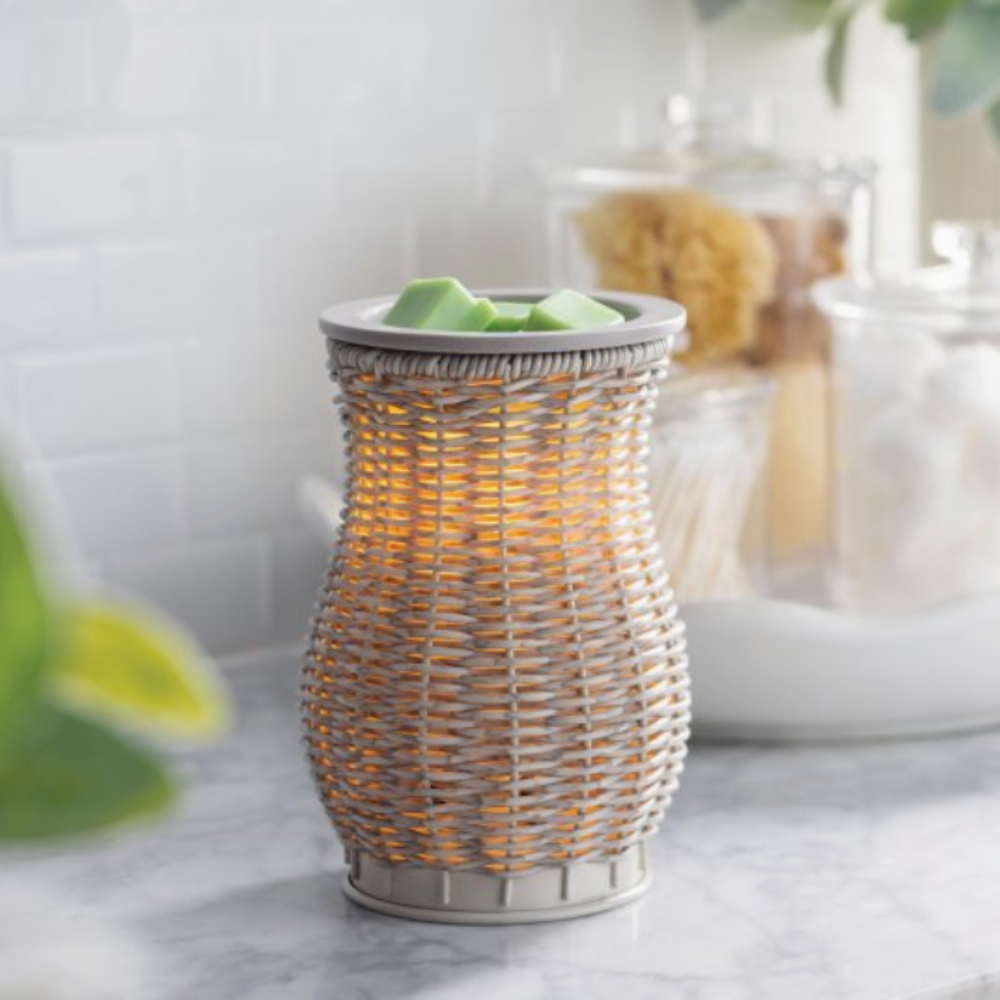 Lampe chauffe-cire parfumée électrique EN OSIER LAVÉ GRIS - CANDLE WARMERS®