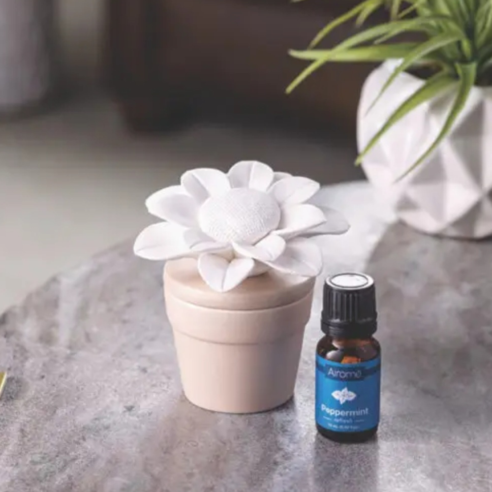 Diffuseur en céramique passive AIROME avec fleur TOURNESOL en porcelaine