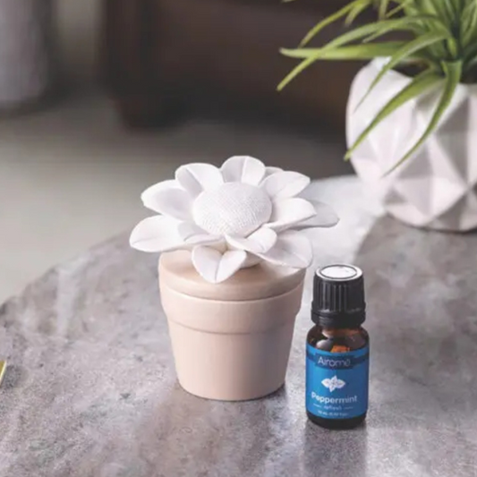 Diffuseur en céramique passive AIROME avec fleur TOURNESOL en porcelaine