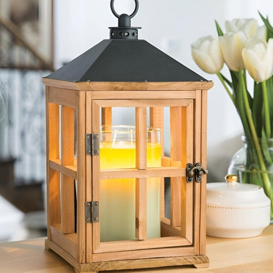 Lanterne électrique wood en teck naturel pour bougies parfumées CANDLE WARMERS®