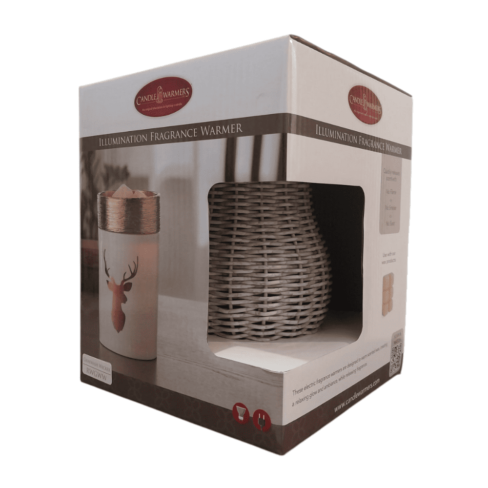 Lampe chauffe-cire parfumée électrique EN OSIER LAVÉ GRIS - CANDLE WARMERS® Déco et Senteur du Monde