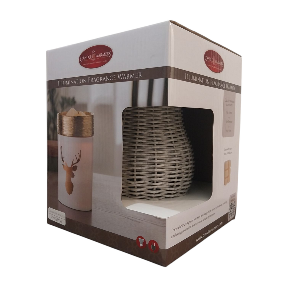 Lampe chauffe-cire parfumée électrique EN OSIER LAVÉ GRIS - CANDLE WARMERS®