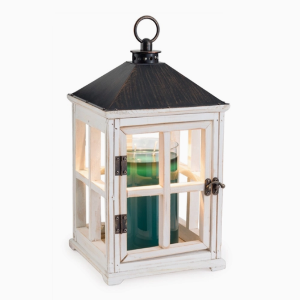 Lanterne électrique en bois blanc lavé pour bougies parfumées CANDLE WARMERS®