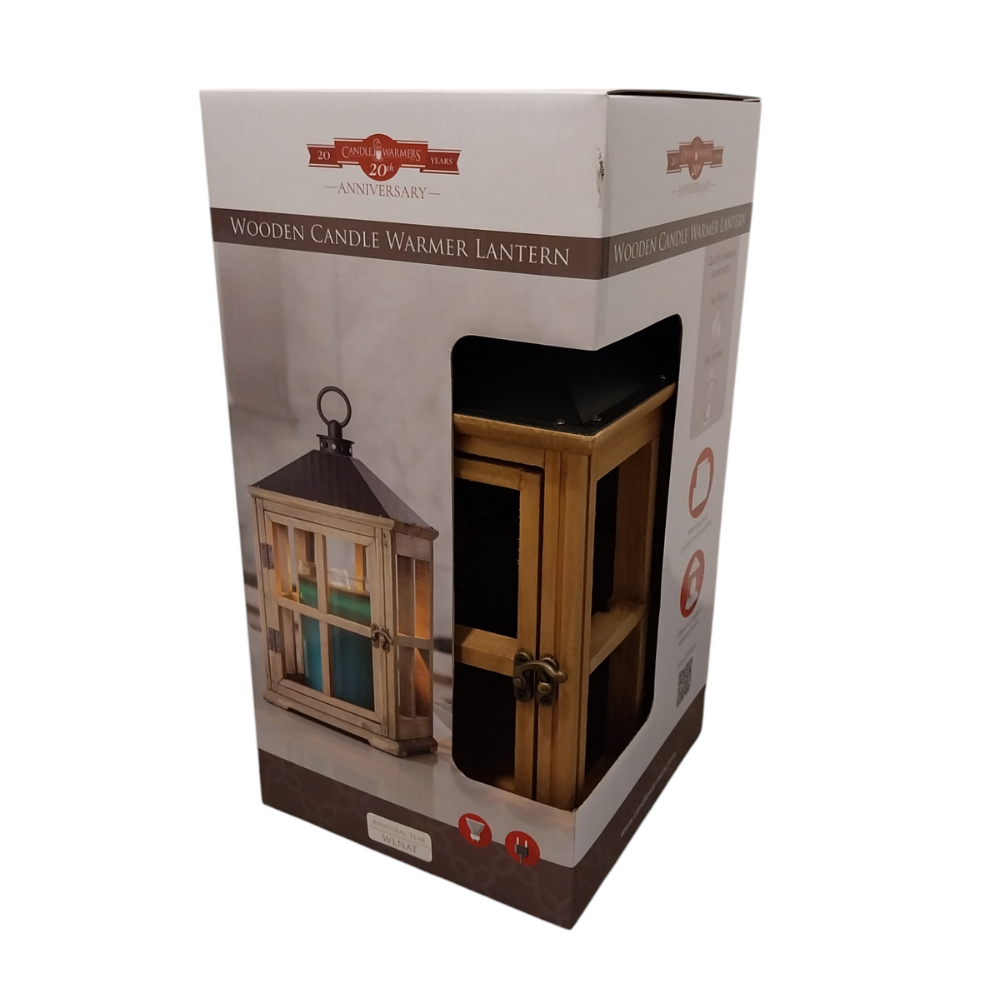 Lanterne électrique wood en teck naturel pour bougies parfumées CANDLE WARMERS®