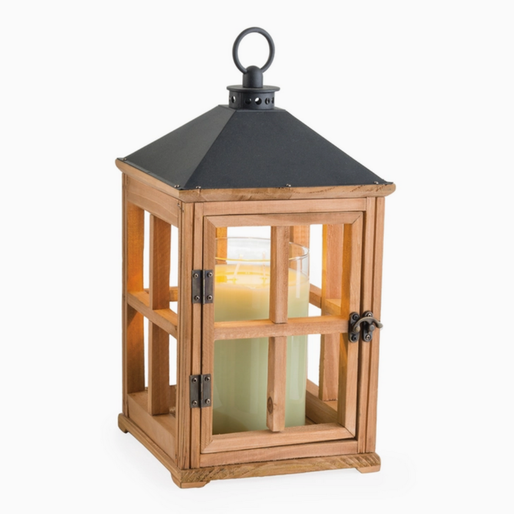 Lanterne électrique wood en teck naturel pour bougies parfumées CANDLE WARMERS®