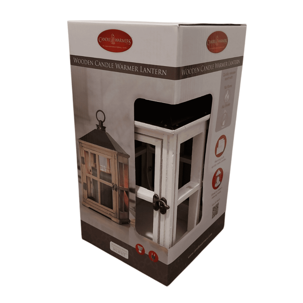 Lanterne électrique en bois blanc lavé pour bougies parfumées CANDLE WARMERS®