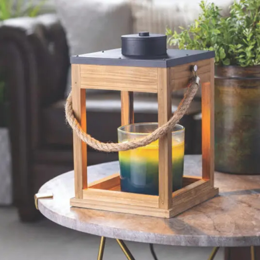 Lanterne électrique en bois et corde pour bougies parfumées CANDLE WARMERS®