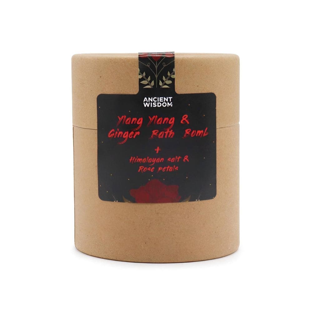 Bombe de bain effervescente Les soins personnels de Cupidon, emballée, accompagnée de sel de l’Himalaya et de fleurs séchées, huile essentielle d’Ylang Ylang