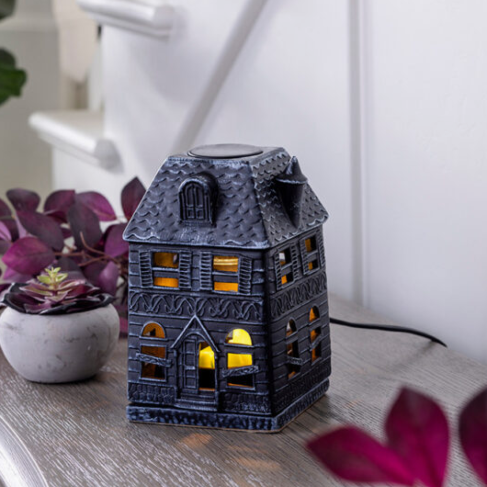 Brûleur électrique Manoir Hanté Halloween avec fondant parfumé – ambiance effrayante et chaleureuse