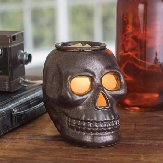 Brûleur électrique Crâne Céramique avec fondant parfumé – ambiance élégante et raffinée ou idéal pour Halloween