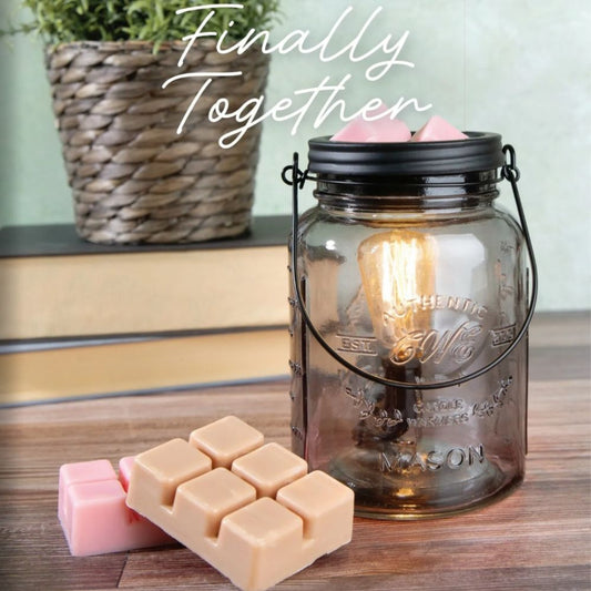 Lampe chauffe-cire Edison Bocal Mason – détail design verre transparent et métal