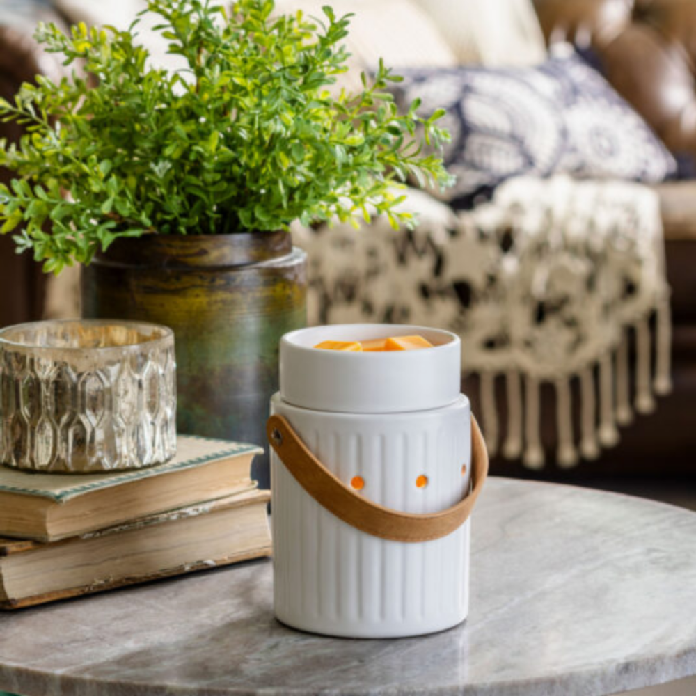 Brûleur électrique Leather Handle avec fondant parfumé – ambiance chaleureuse