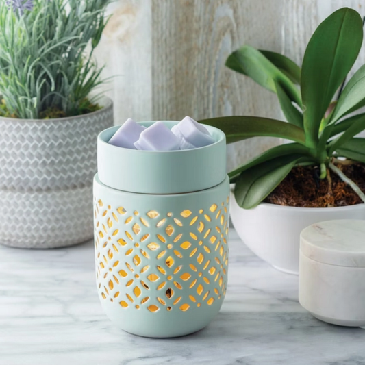 Lampe chauffe-cire Soft Menthe – détail design céramique et finition mate couleur menthe