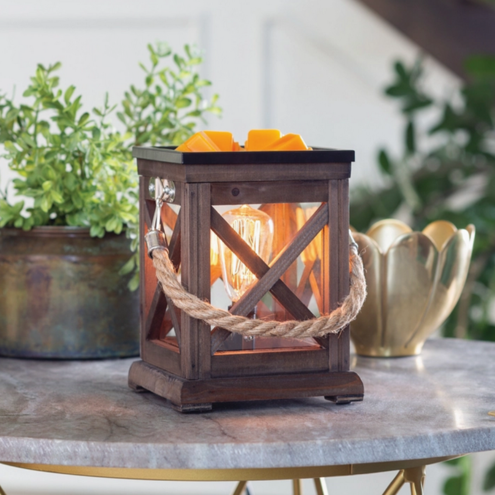 Brûleur électrique Edison Noyer et Corde avec fondant parfumé – ambiance chaleureuse et élégante