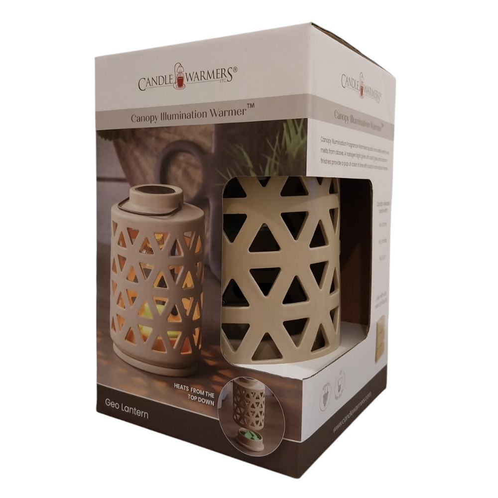 Coffret cadeau de la lampe chauffe-cire Canopy GEO beige – Candle Warmers