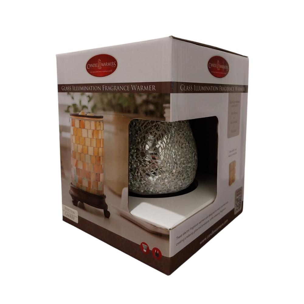 Coffret cadeau de la lampe chauffe-cire Reflection en verre argenté – Candle Warmers