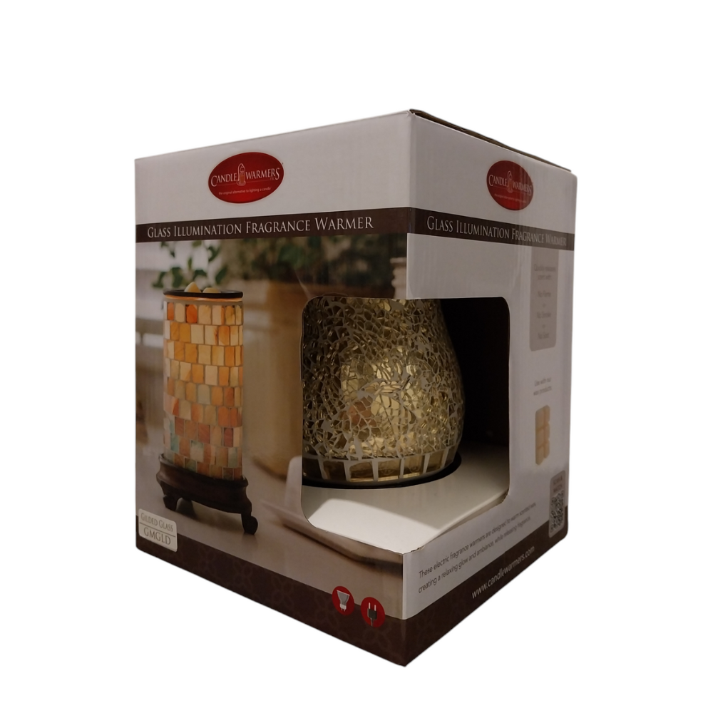 Coffret cadeau de la lampe chauffe-cire Verre Doré Mosaïque – Candle Warmers
