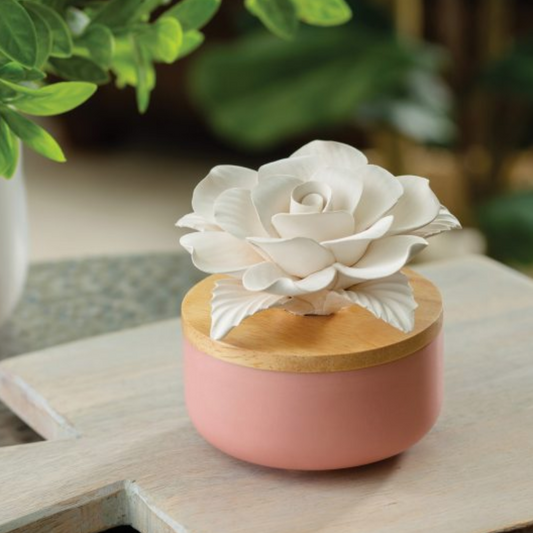 Diffuseur passif en céramique AIROME ROSE avec fleur en porcelaine