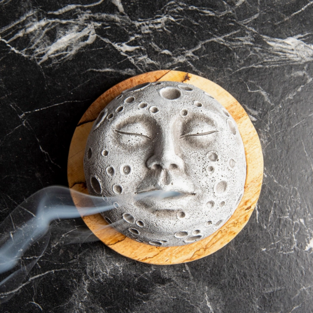 Porte-encens à reflux visage de lune
