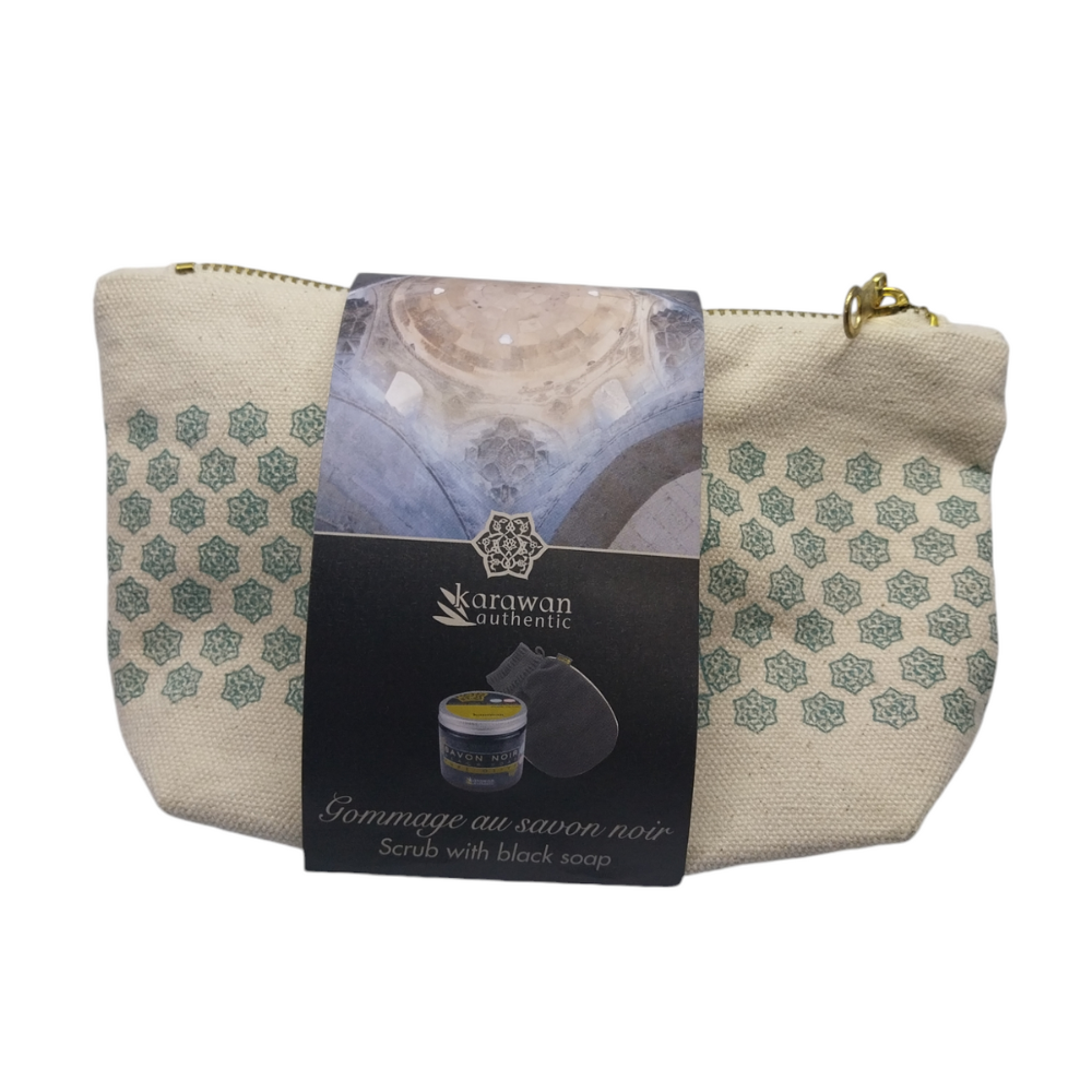 Petite trousse cadeau bien-être Hammam- Gommage au savon noir