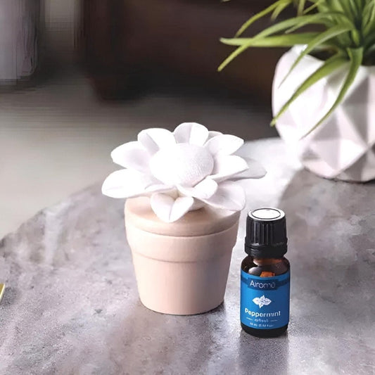 Diffuseur en céramique passive AIROME avec fleur TOURNESOL en porcelaine