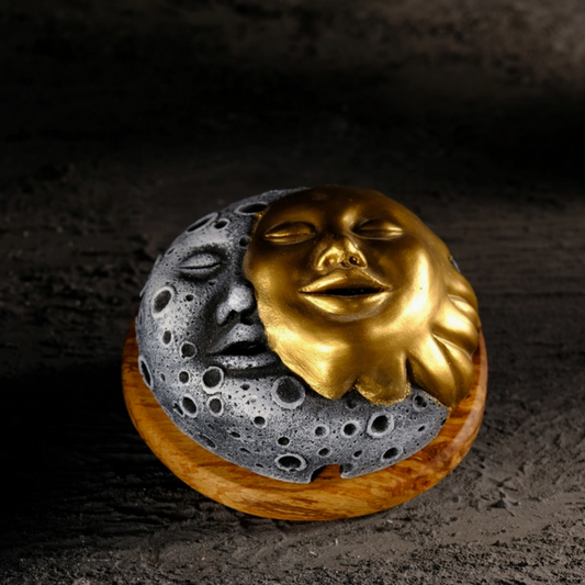 Porte-encens à reflux visage de lune et de soleil