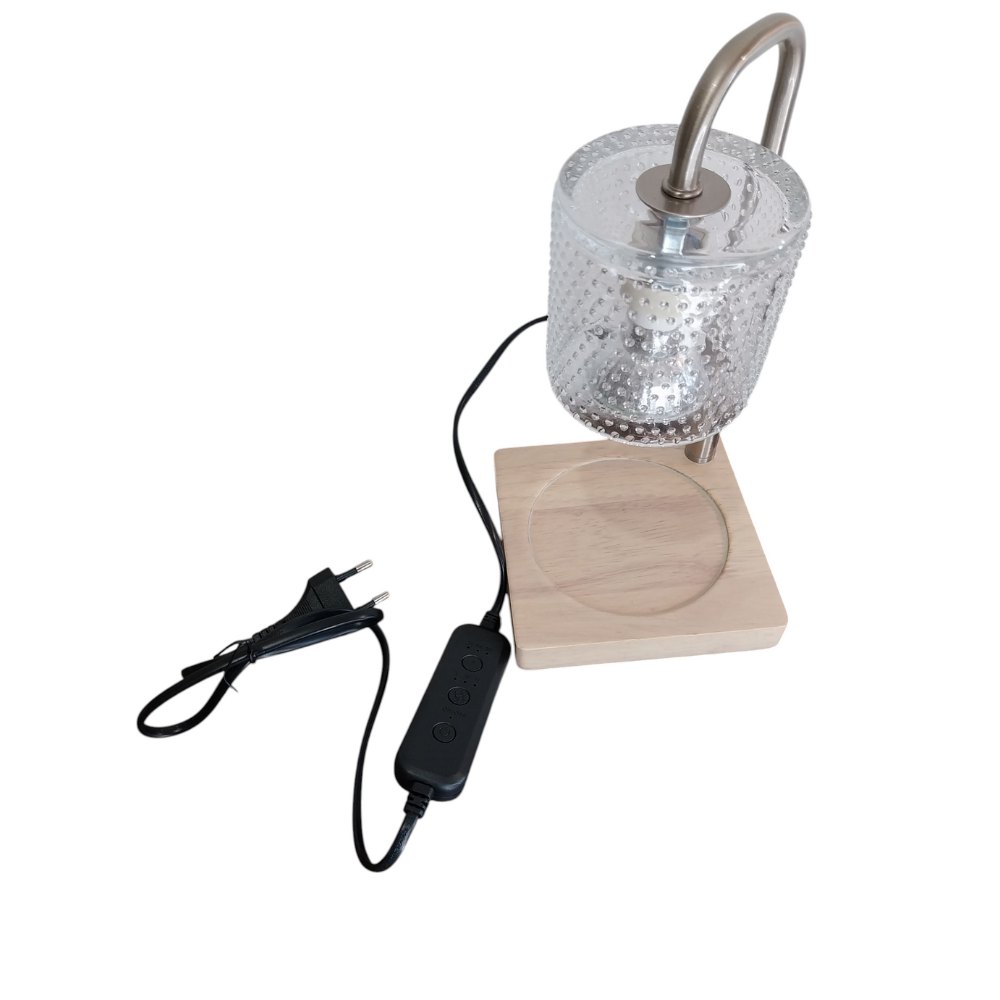 Lampe chauffe bougie Candle Warmers silver hobnail 35W vue prise EU