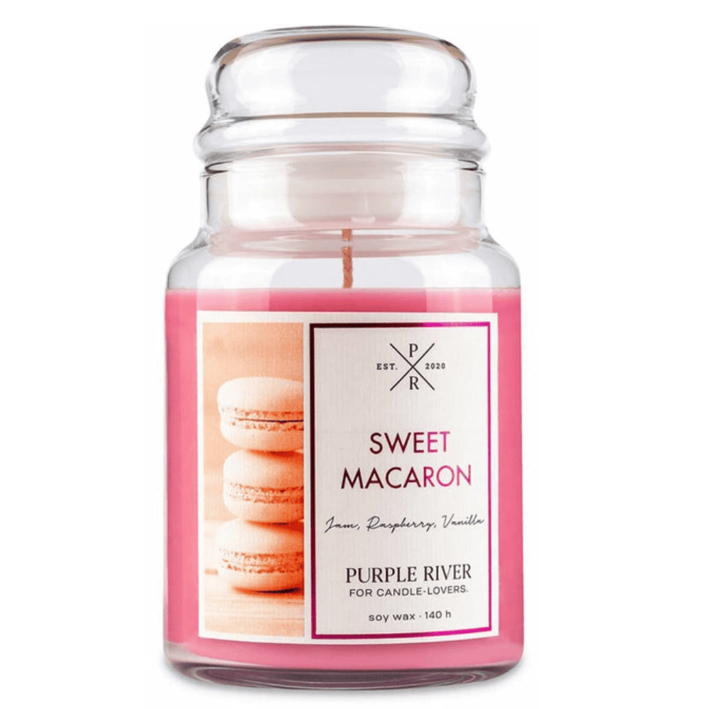 Bougie parfumée de soja en verre Purple River 623 g - Sweet Macaron