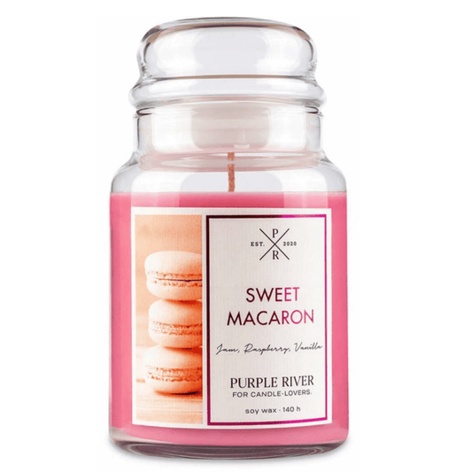 Bougie parfumée de soja en verre Purple River 623 g - Sweet Macaron