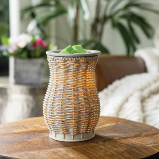 Lampe chauffe-cire parfumée électrique EN OSIER LAVÉ GRIS - CANDLE WARMERS®