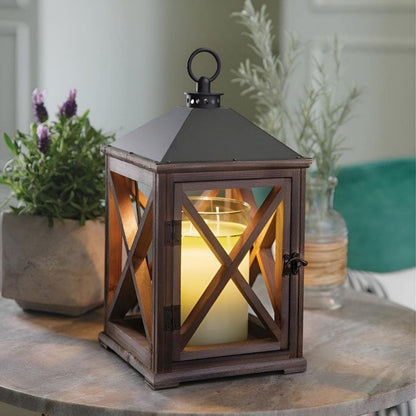 Lanterne électrique en bois espresso pour bougies parfumées CANDLE WARMERS®