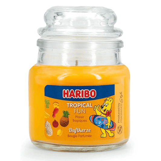 Haribo petite bougie parfumée en verre 85 g - Tropical Fun Déco et Senteur du Monde