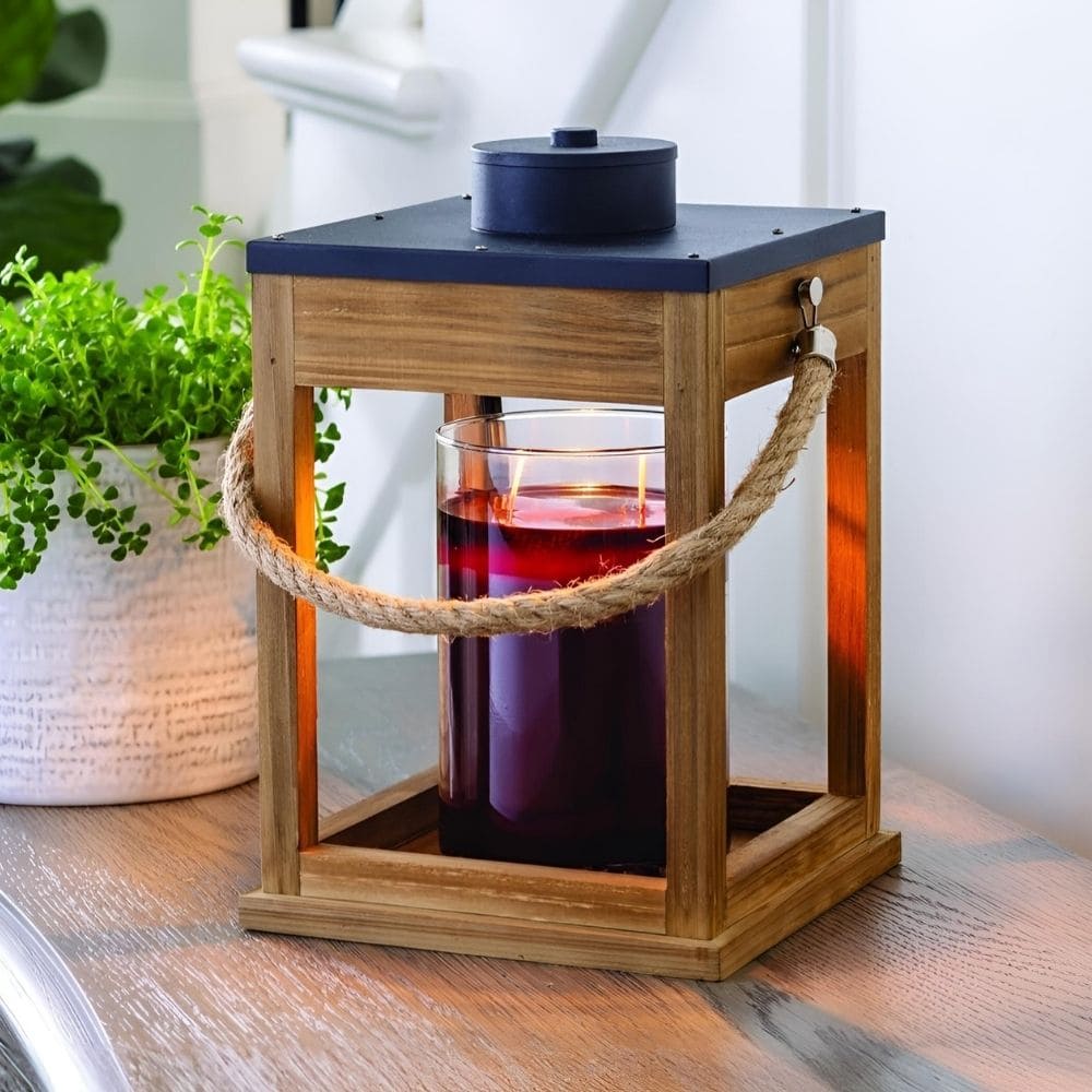 Lanterne électrique en bois et corde pour bougies parfumées CANDLE WARMERS®