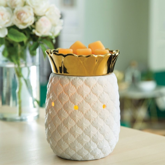 Brûleur électrique Ananas Blanc avec fondant parfumé – ambiance raffinée et chaleureuse