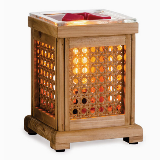 Brûleur électrique pour cire parfumée – lampe chauffe-cire Bois & Rotin Edison