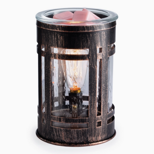 Brûleur électrique pour cire parfumée – lampe chauffe-cire Edison Mission métal marron/bronze
