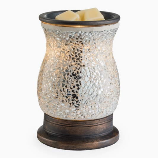 Brûleur électrique pour cire parfumée – lampe chauffe-cire Reflection en verre argenté