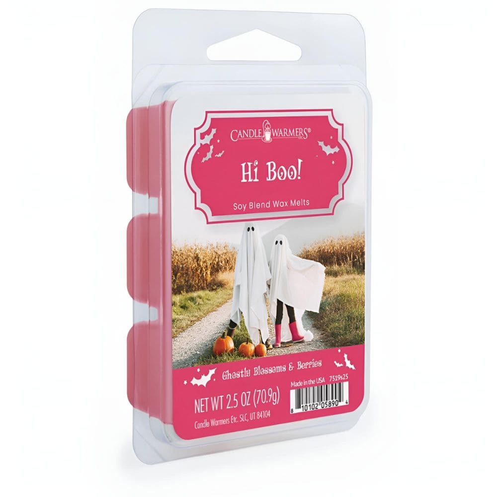 Fondant de cire de soja parfumée Hi Boo ! 70 g – Candle Warmers avec notes fruitées, florales et boisées pour une ambiance Halloween festive