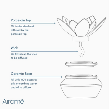 Diffuseur passif en céramique AIROME BLOOM avec fleur en porcelaine