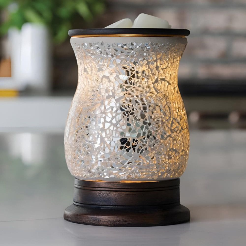 Lampe chauffe-cire parfumée électrique REFLECTION en verre argenté - CANDLE WARMERS® Déco et Senteur du Monde