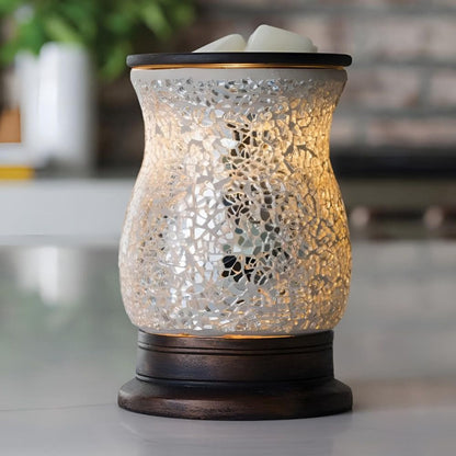 Lampe chauffe-cire parfumée électrique REFLECTION en verre argenté - CANDLE WARMERS® Déco et Senteur du Monde