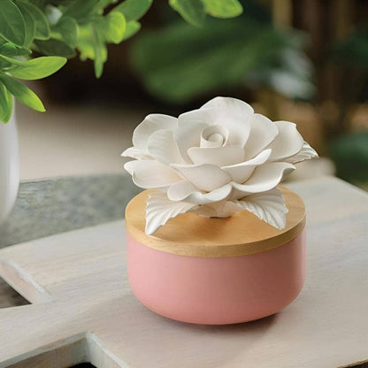 Diffuseur passif en céramique AIROME ROSE avec fleur en porcelaine