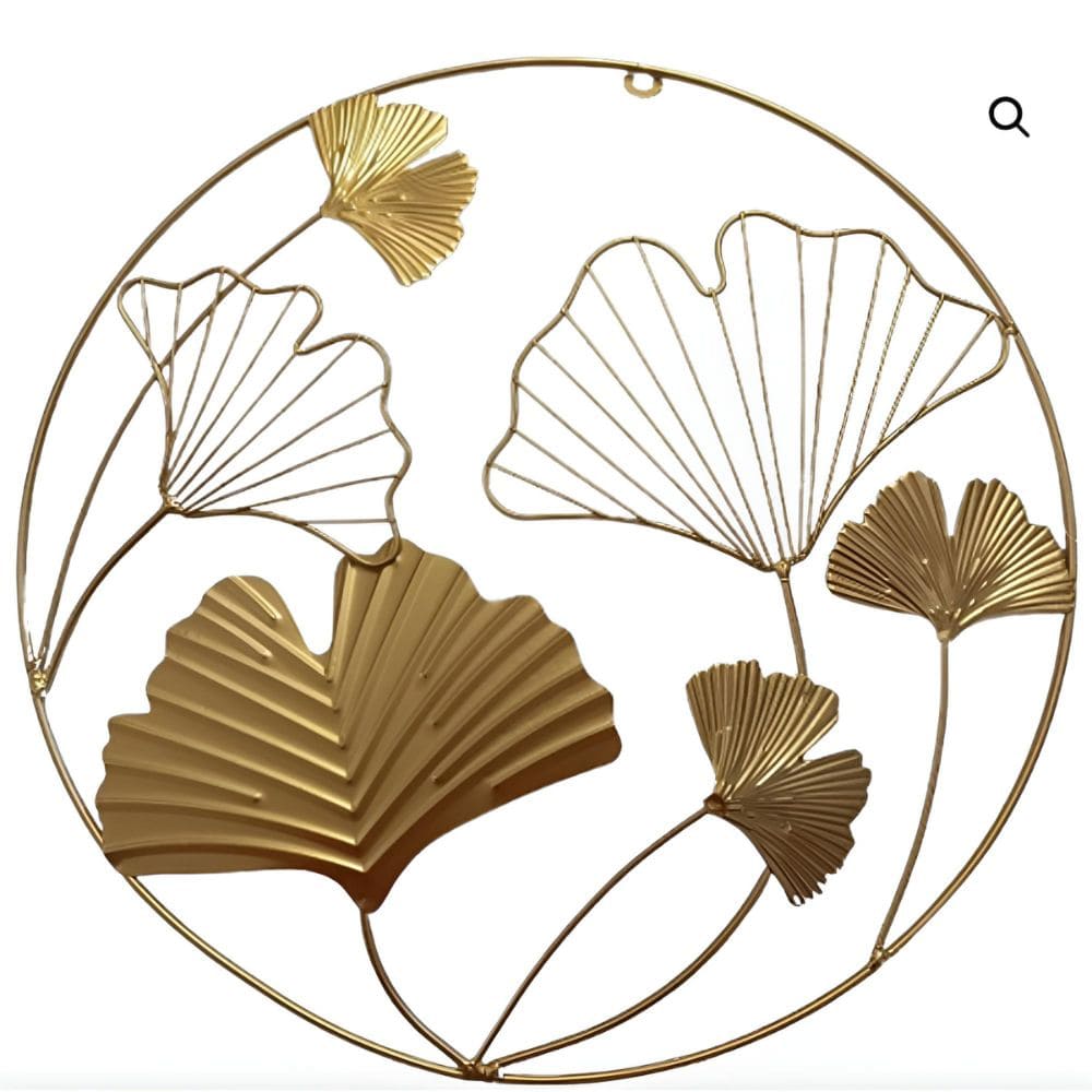 Pendentif mural Ginkgo en métal or (L/H) 40x40cm Ø40cm Déco et Senteur du Monde