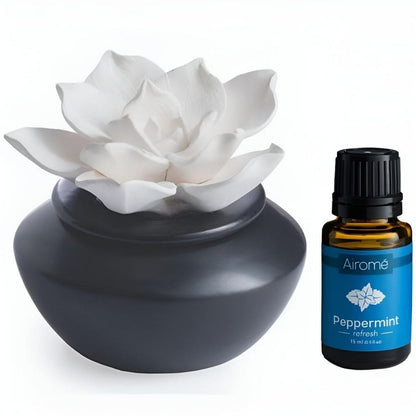 Diffuseur passif en céramique AIROME GARDENIA avec fleur en porcelaine