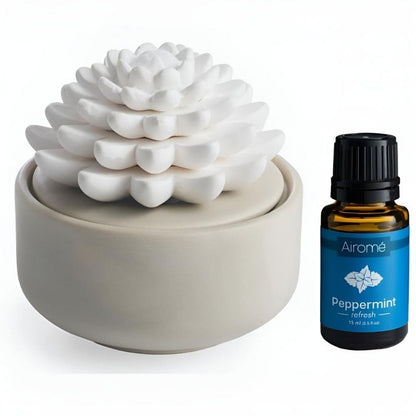 Diffuseur passif en céramique AIROME avec fleur en porcelaine SUCCULENT