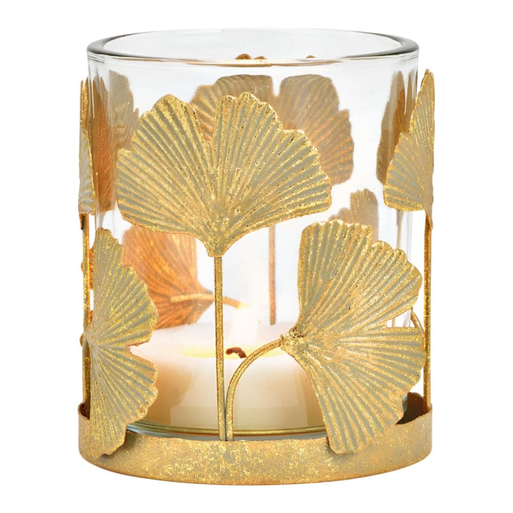 Photophore Ginkgo en métal/verre or Déco et Senteur du Monde