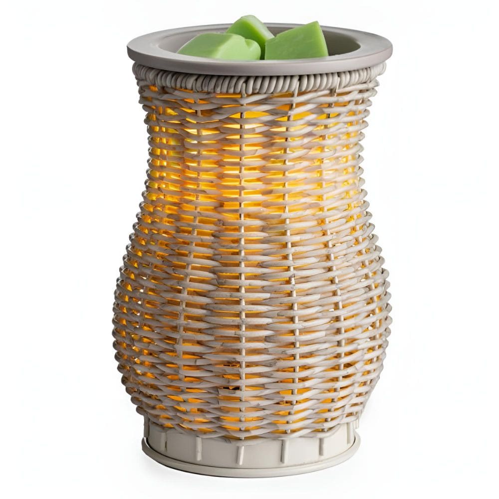 Lampe chauffe-cire parfumée électrique EN OSIER LAVÉ GRIS - CANDLE WARMERS® Déco et Senteur du Monde