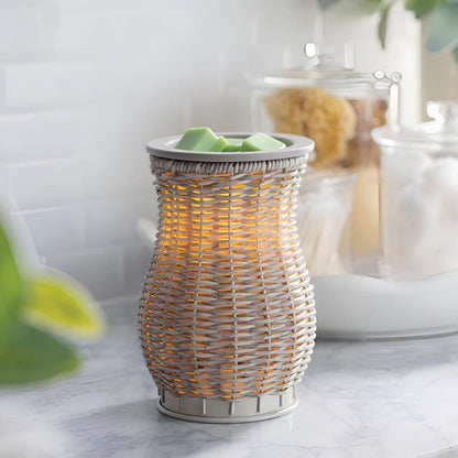 Lampe chauffe-cire parfumée électrique EN OSIER LAVÉ GRIS - CANDLE WARMERS® Déco et Senteur du Monde